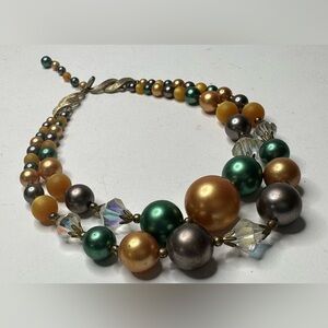 Vintage Statement Elegant Multicolor 1950’s 1960’s Beaded Necklace 2 strand